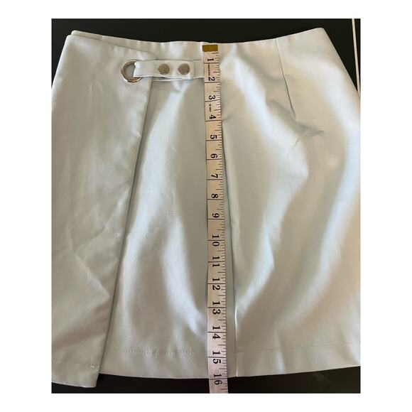 Francesca's Faux Leather Powder Blue Mini Skirt Zip Closure Small New - Picture 8 of 8